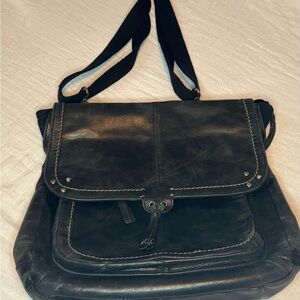 The Sak Black Leather Messenger Bag